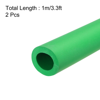 Harfington Uxcell 2pcs 3.3ft Pipe Insulation Tube 18mm ID 30mm OD Foam Tubing for Handle Grip Support, Green