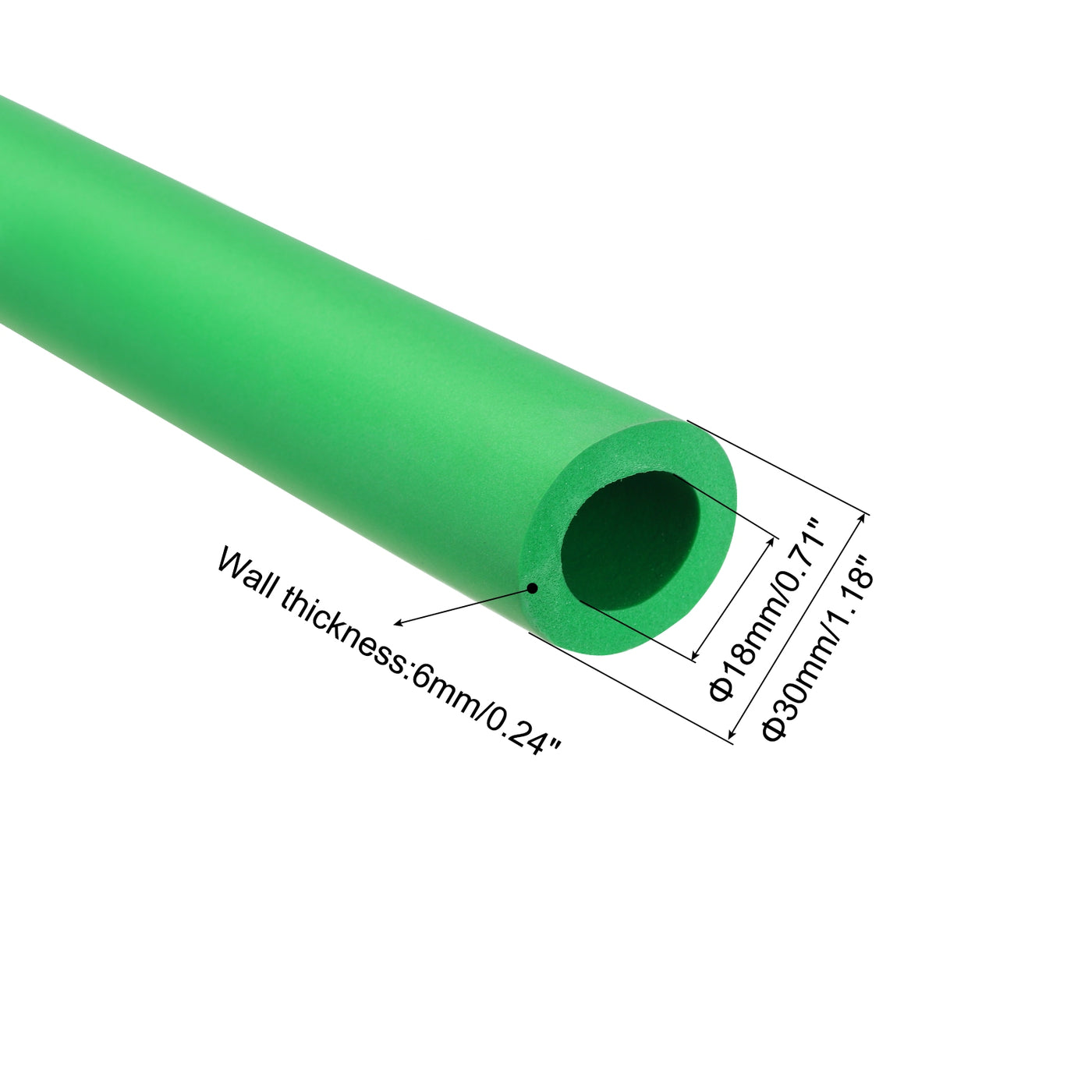 uxcell Uxcell 2pcs 3.3ft Pipe Insulation Tube 18mm ID 30mm OD Foam Tubing for Handle Grip Support, Green