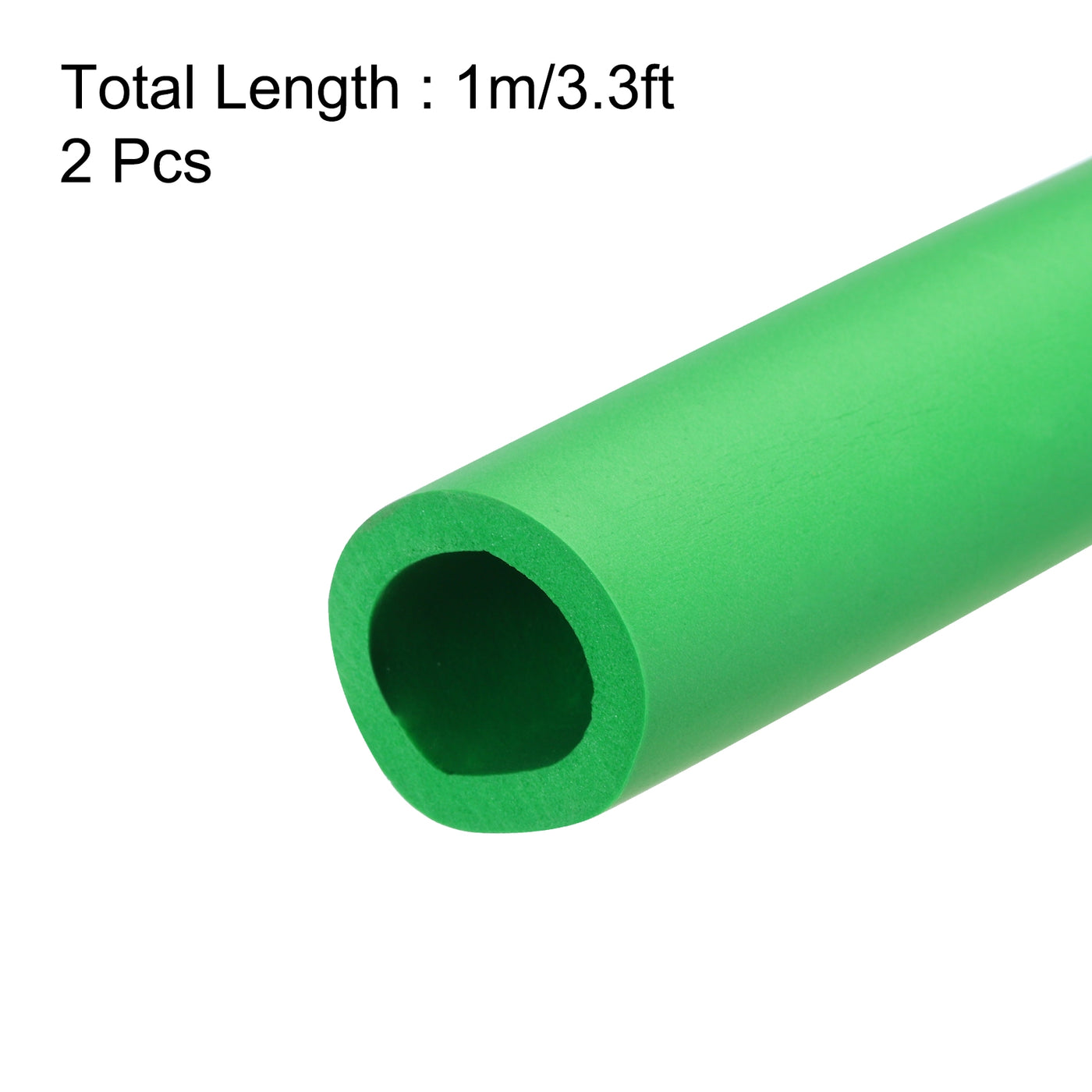 uxcell Uxcell 2pcs 3.3ft Pipe Insulation Tube 7/8 Inch(22mm) ID 32mm OD Foam Tubing for Handle Grip Support, Green