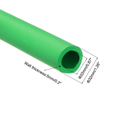 Harfington Uxcell 2pcs 3.3ft Pipe Insulation Tube 7/8 Inch(22mm) ID 32mm OD Foam Tubing for Handle Grip Support, Green
