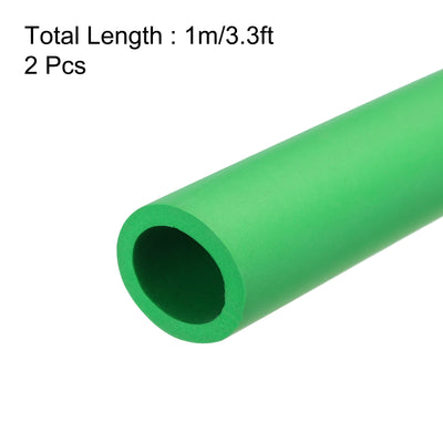 Harfington Uxcell 2pcs 3.3ft Pipe Insulation Tube 1 Inch(25mm) ID 35mm OD Foam Tubing for Handle Grip Support, Green
