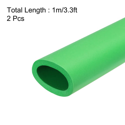 Harfington Uxcell 2pcs 3.3ft Pipe Insulation Tube 28mm ID 38mm OD Foam Tubing for Handle Grip Support, Green