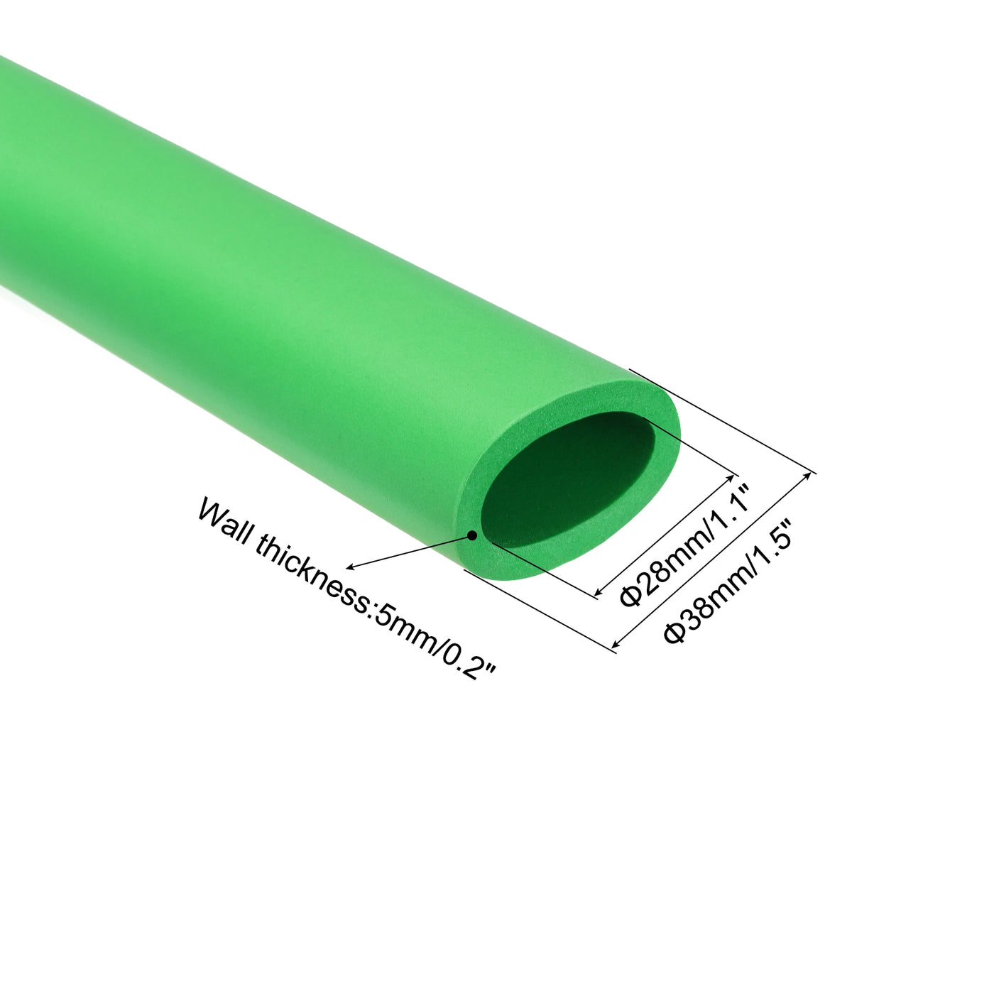 uxcell Uxcell 2pcs 3.3ft Pipe Insulation Tube 28mm ID 38mm OD Foam Tubing for Handle Grip Support, Green