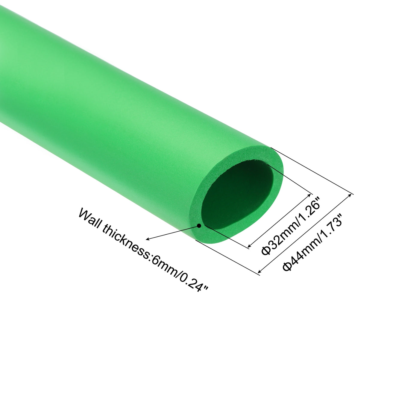 uxcell Uxcell 2pcs 3.3ft Pipe Insulation Tube 1 1/4 Inch(32mm) ID 44mm OD Foam Tubing for Handle Grip Support, Green