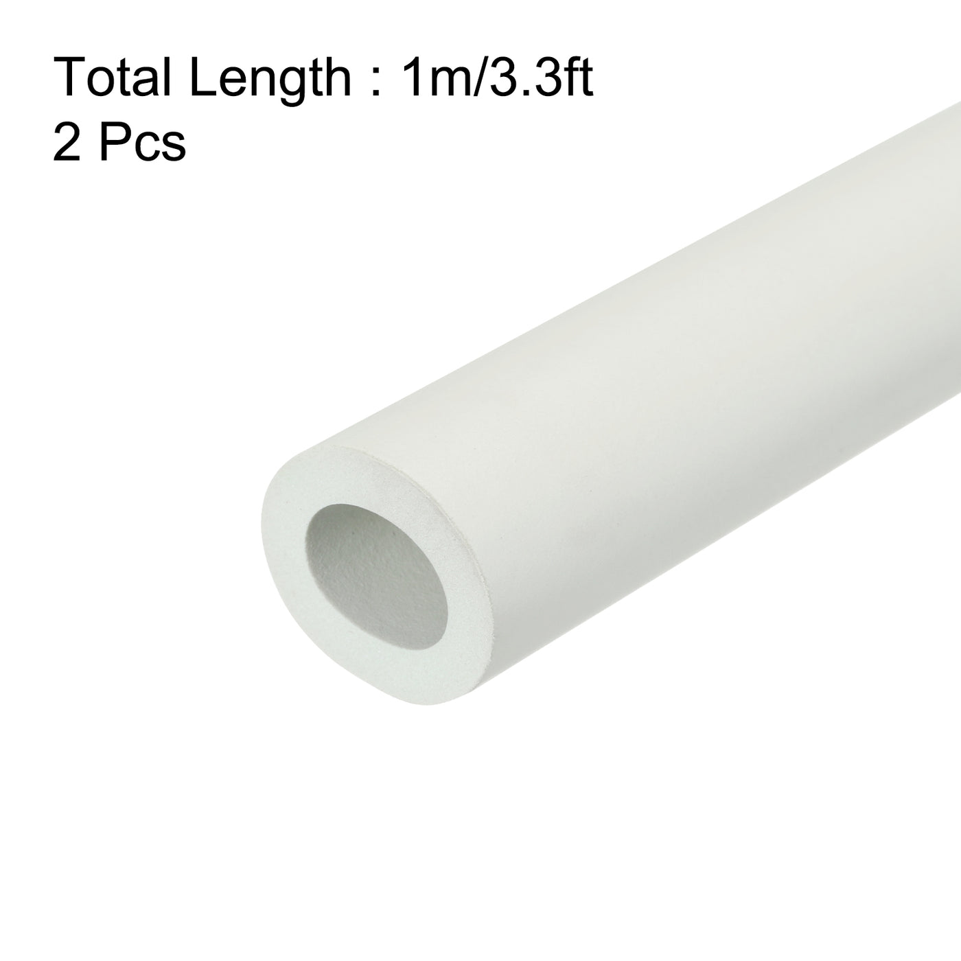 uxcell Uxcell 2pcs 3.3ft Pipe Insulation Tube 18mm ID 30mm OD Foam Tubing for Handle Grip Support, Beige
