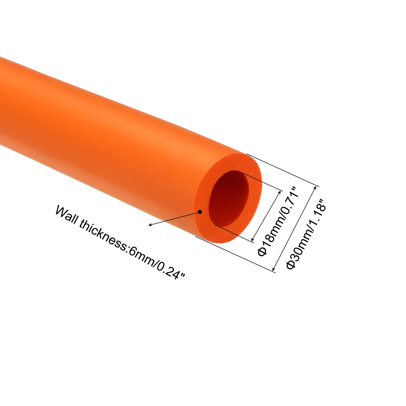uxcell Uxcell 2pcs 3.3ft Pipe Insulation Tube 18mm ID 30mm OD Foam Tubing for Handle Grip Support, Orange