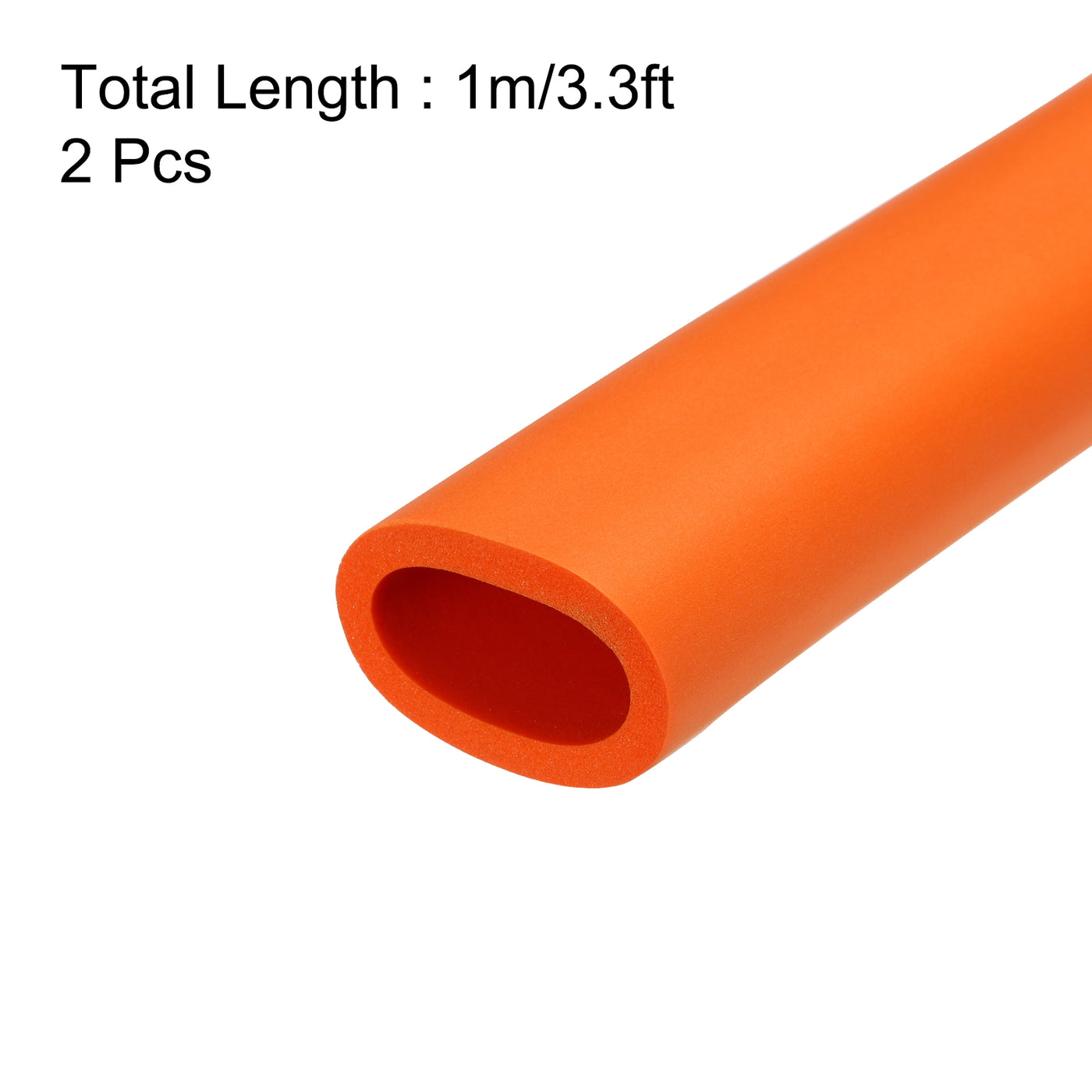 uxcell Uxcell 2pcs 3.3ft Pipe Insulation Tube 28mm ID 38mm OD Foam Tubing for Handle Grip Support, Orange