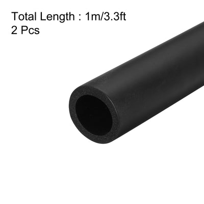 Harfington Uxcell 2pcs 3.3ft Pipe Insulation Tube 26mm ID 36mm OD Foam Tubing for Handle Grip Support, Black