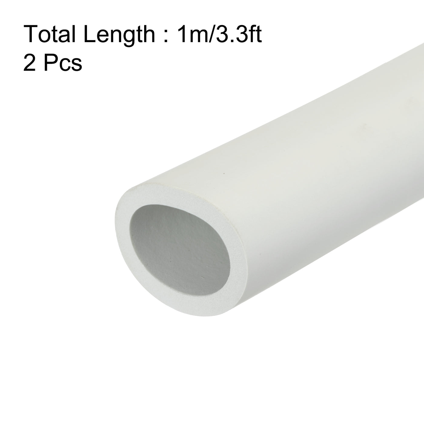 uxcell Uxcell 2pcs 3.3ft Pipe Insulation Tube 1 1/4 Inch(32mm) ID 44mm OD Foam Tubing for Handle Grip Support, White