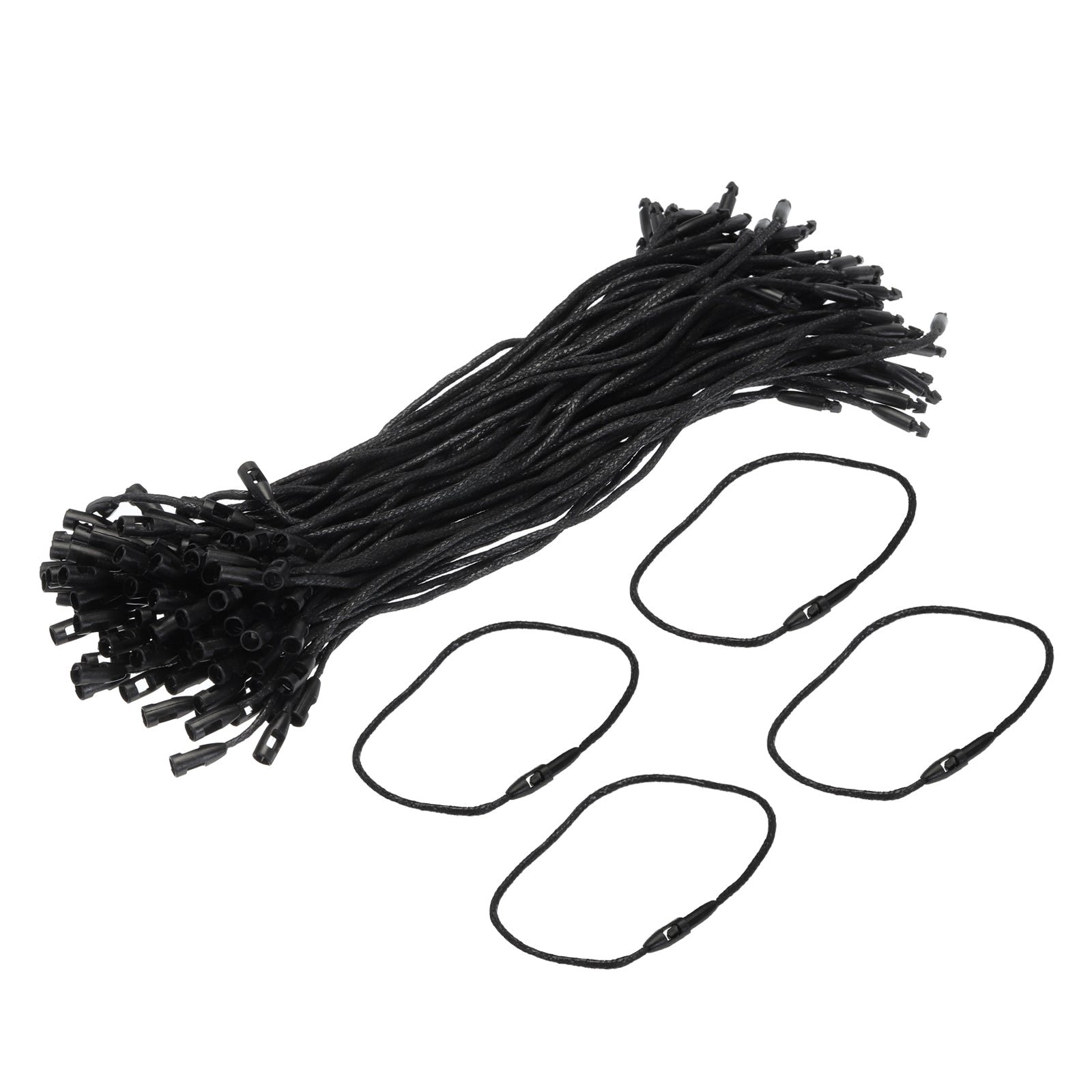 Polyester Rope Hang Tag String Snap Lock 190mm,1.5mm 100 Pcs,Black ...