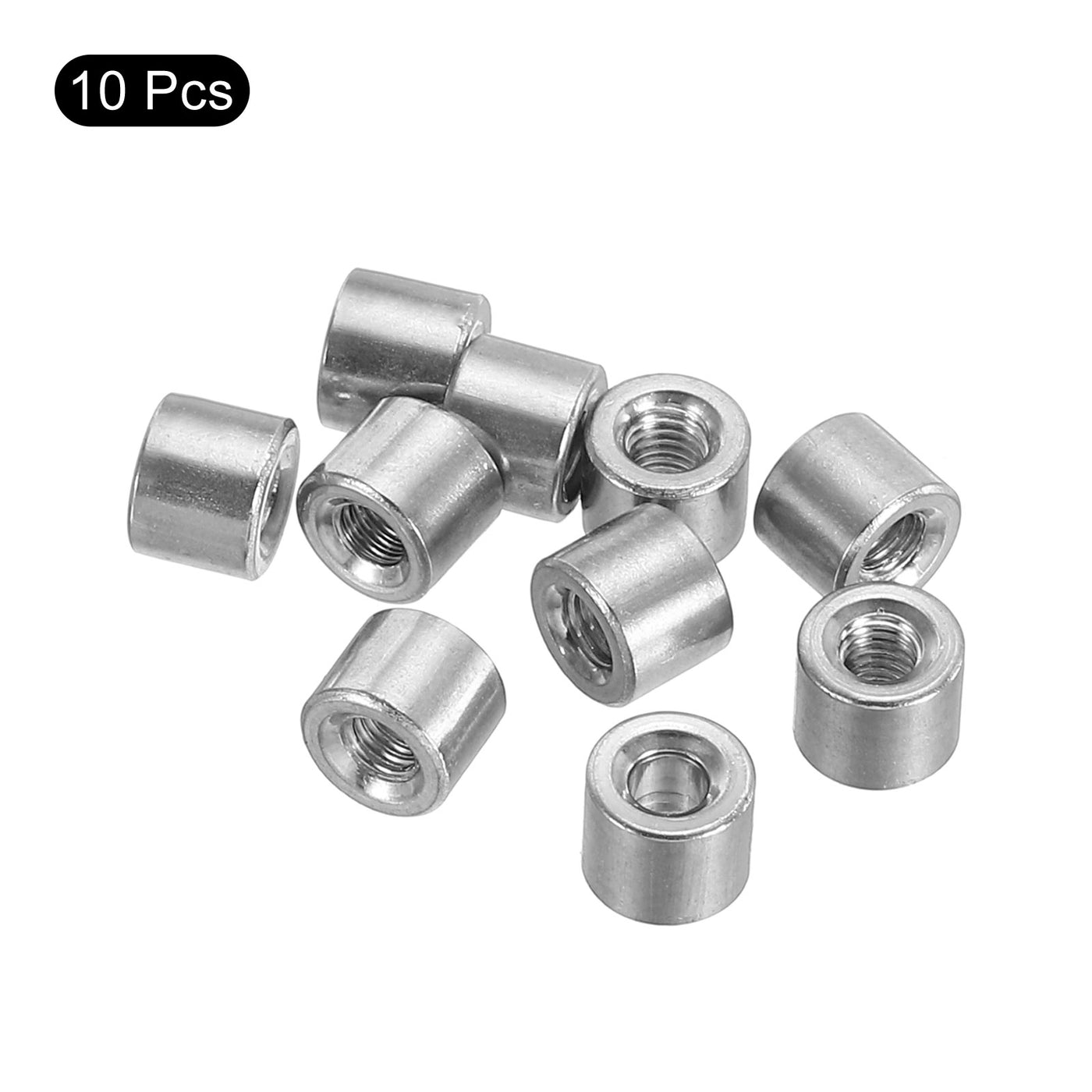 uxcell Uxcell 10Pcs Round Connector Nuts, M3x5x6mm Coupling Nut Sleeve Rod Bar Stud Nut