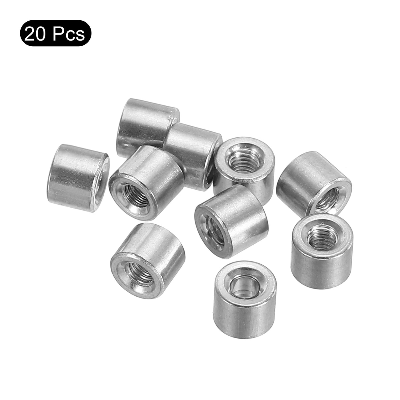 uxcell Uxcell 20Pcs Round Connector Nuts, M3x5x6mm Coupling Nut Sleeve Rod Bar Stud Nut