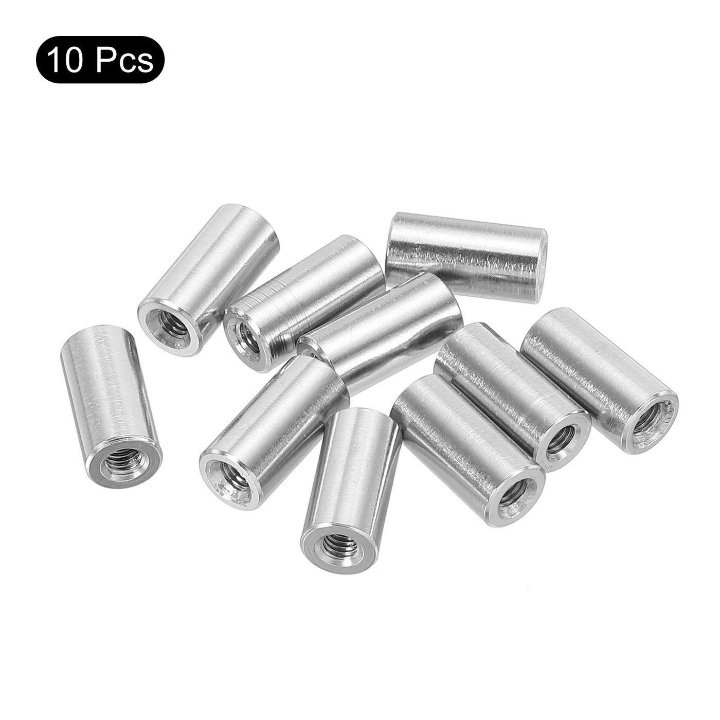 uxcell Uxcell 10Pcs Round Connector Nuts, M3x12x6mm Coupling Nut Sleeve Rod Bar Stud Nut