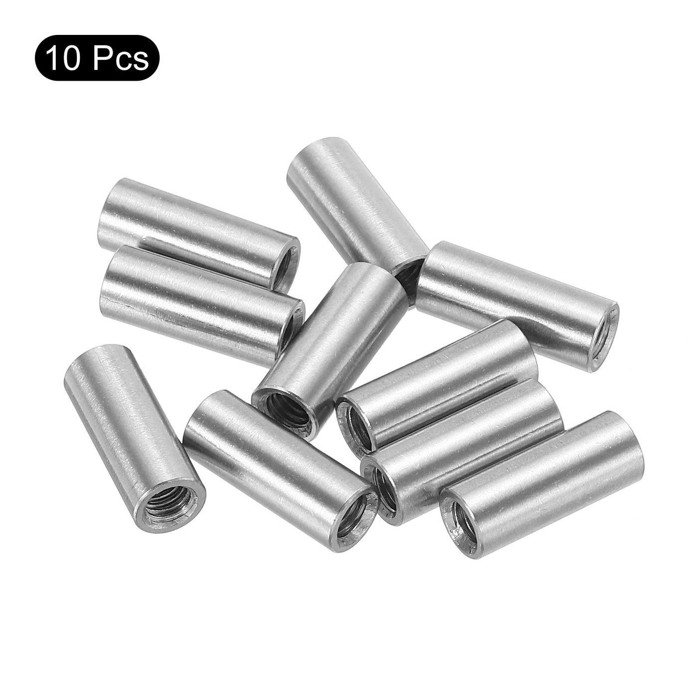 uxcell Uxcell 10Pcs Round Connector Nuts, M4x15x6mm Coupling Nut Sleeve Rod Bar Stud Nut