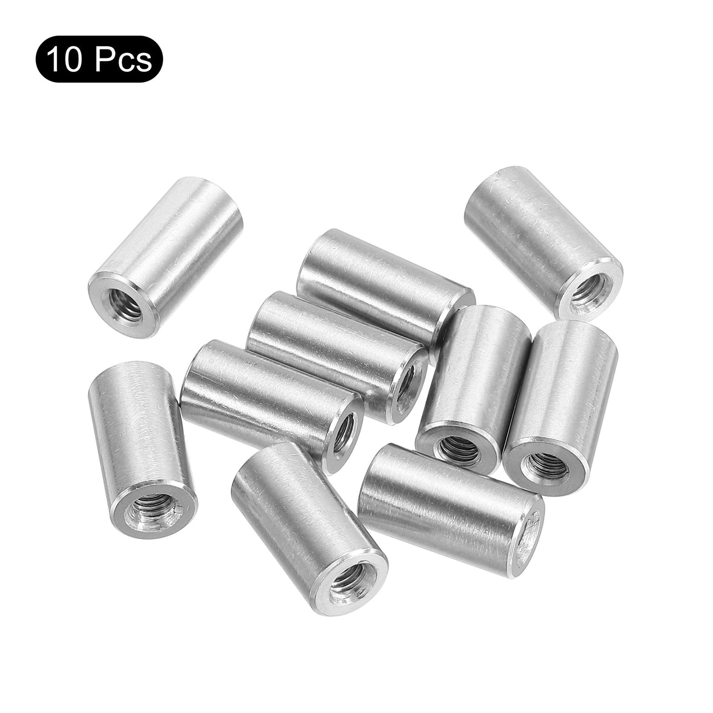 uxcell Uxcell 10Pcs Round Connector Nuts, M4x15x8mm Coupling Nut Sleeve Rod Bar Stud Nut