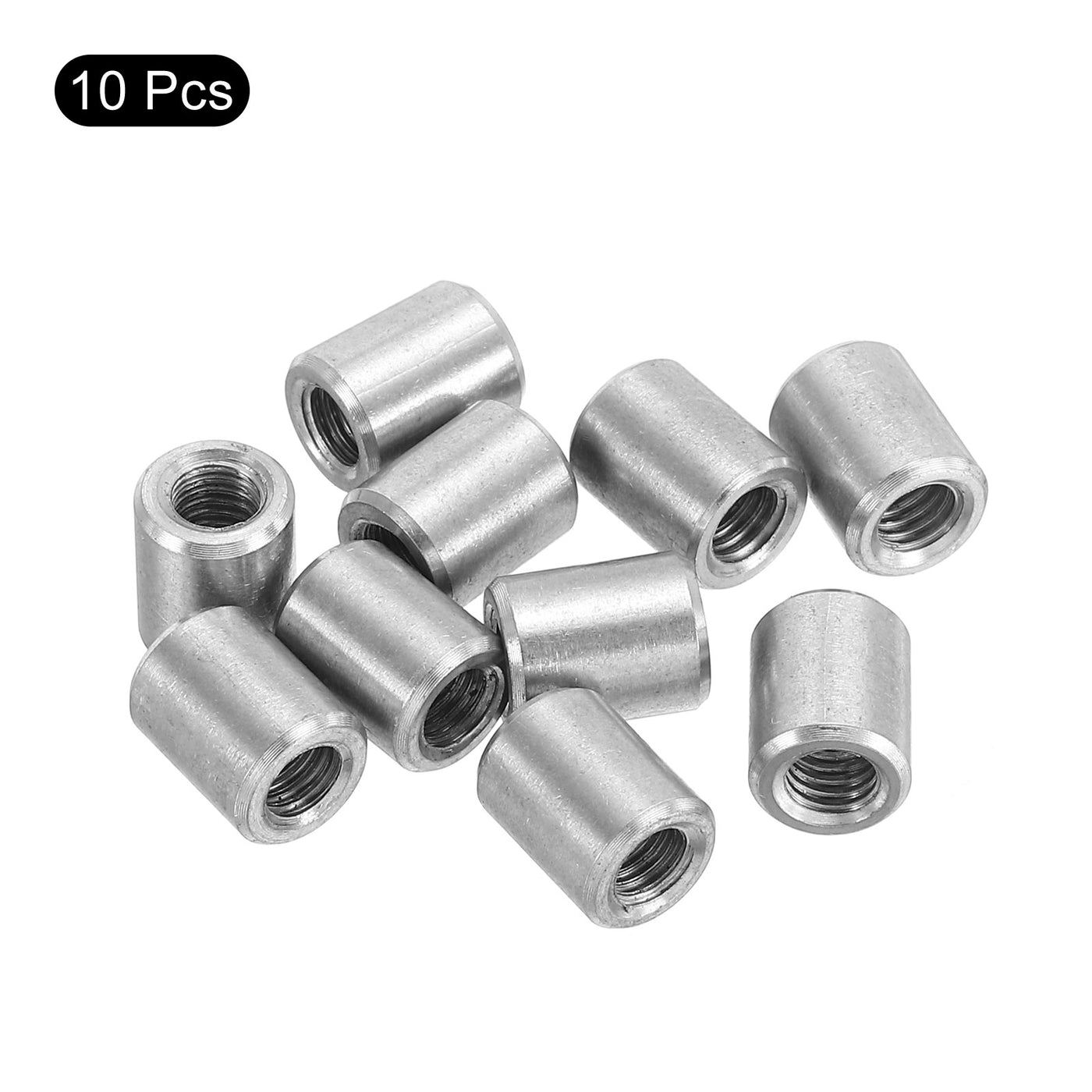 uxcell Uxcell 10Pcs Round Connector Nuts, M5x10x8mm Coupling Nut Sleeve Rod Bar Stud Nut