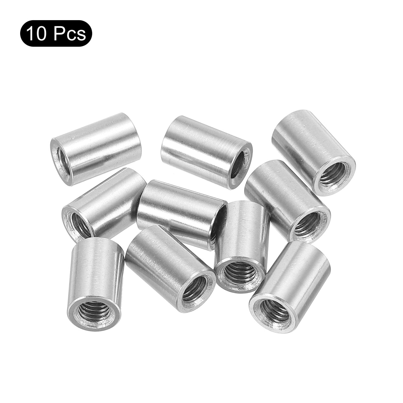 uxcell Uxcell 10Pcs Round Connector Nuts, M5x12x8mm Coupling Nut Sleeve Rod Bar Stud Nut