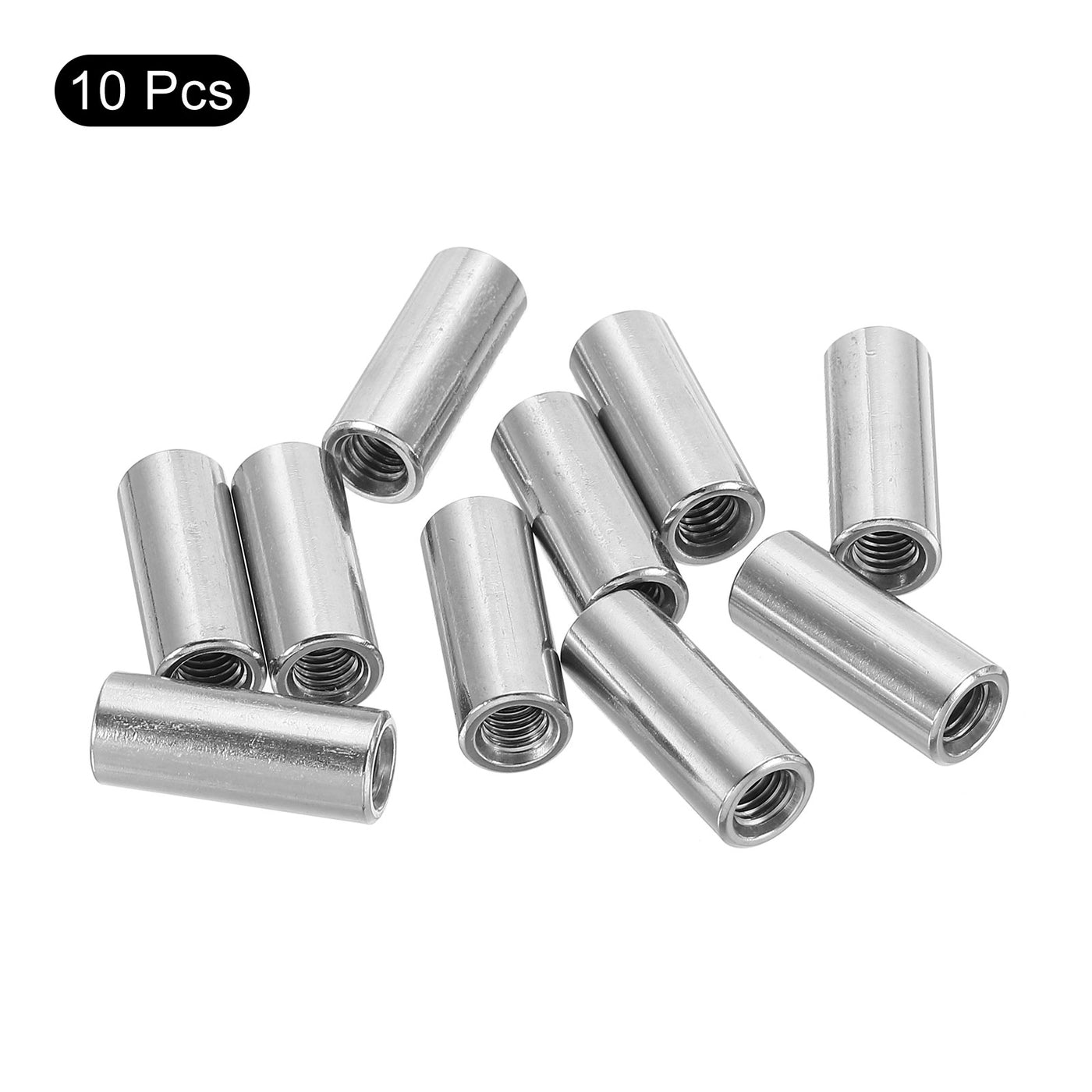 uxcell Uxcell 10Pcs Round Connector Nuts, M5x20x8mm Coupling Nut Sleeve Rod Bar Stud Nut