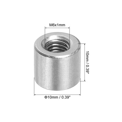 Harfington Uxcell 10Pcs Round Connector Nuts, M6x10x10mm Coupling Nut Sleeve Rod Bar Stud Nut