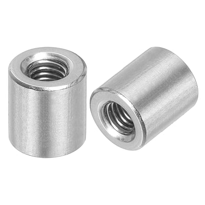 Harfington Uxcell 10Pcs Round Connector Nuts, M6x12x10mm Coupling Nut Sleeve Rod Bar Stud Nut