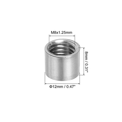 Harfington Uxcell 5Pcs Round Connector Nuts, M8x8x12mm Coupling Nut Sleeve Rod Bar Stud Nut