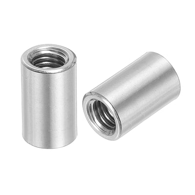 Harfington Uxcell 6Pcs Round Connector Nuts, M8x20x12mm Coupling Nut Sleeve Rod Bar Stud Nut
