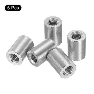 Harfington Uxcell 5Pcs Round Connector Nuts, M8x20x14mm Coupling Nut Sleeve Rod Bar Stud Nut