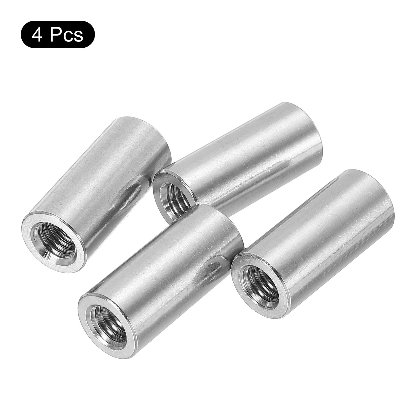 uxcell Uxcell 4Pcs Round Connector Nuts, M10x35x16mm Coupling Nut Sleeve Rod Bar Stud Nut