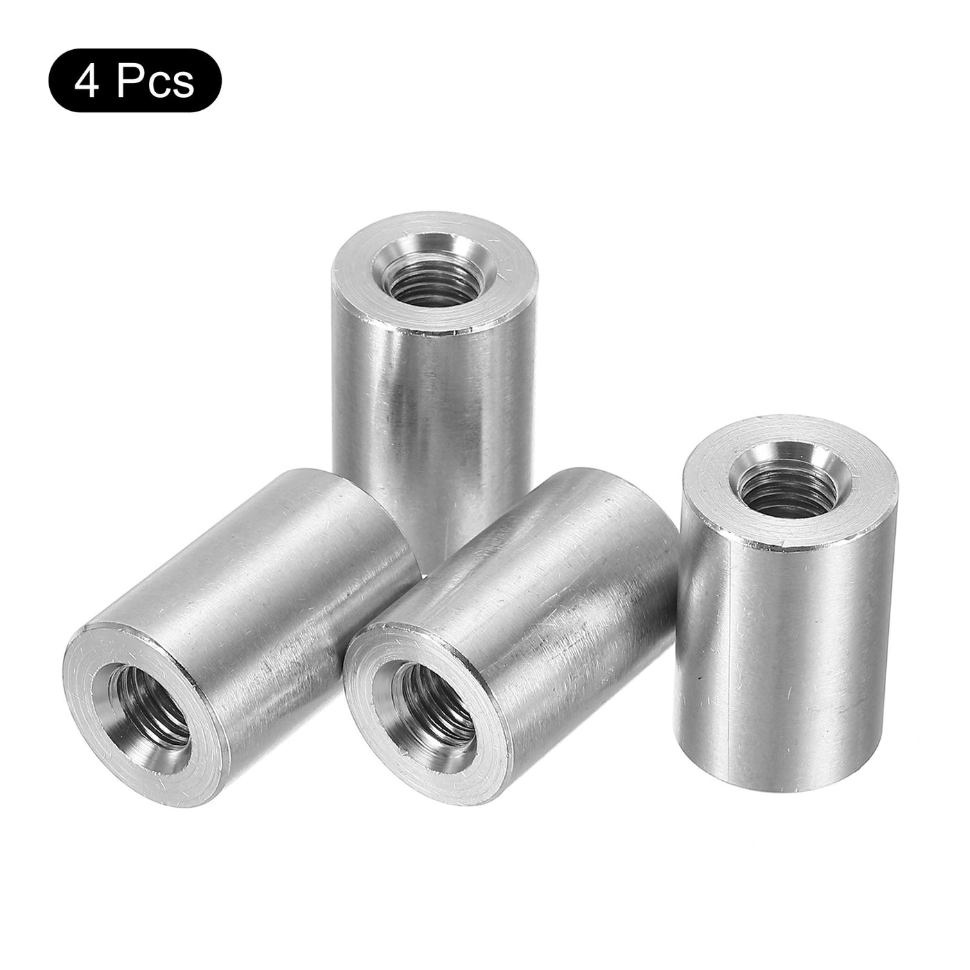 uxcell Uxcell 4Pcs Round Connector Nuts, M10x30x20mm Coupling Nut Sleeve Rod Bar Stud Nut