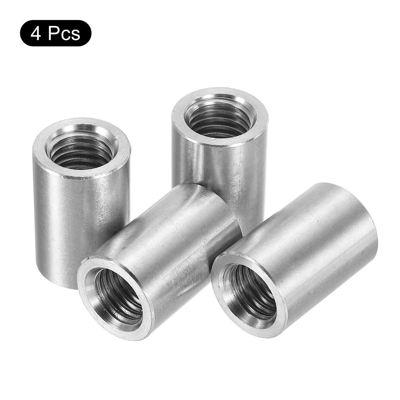 uxcell Uxcell 4Pcs Round Connector Nuts, M14x30x20mm Coupling Nut Sleeve Rod Bar Stud Nut