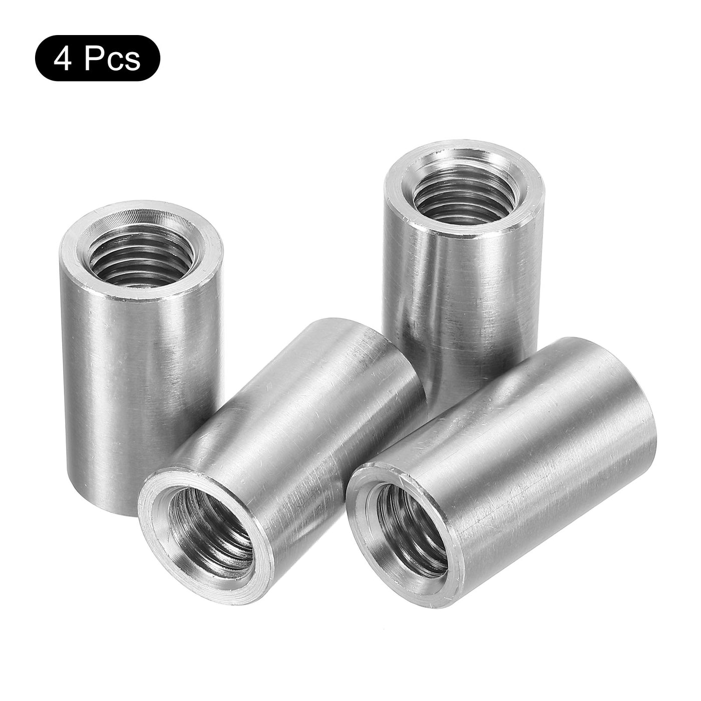 uxcell Uxcell 4Pcs Round Connector Nuts, M14x35x20mm Coupling Nut Sleeve Rod Bar Stud Nut