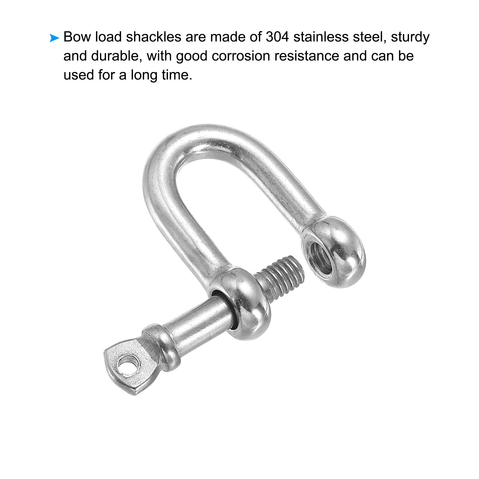 6Pcs 3/16" / 5mm Screw Pin Shackle, D Ring for Heavy Lifting, Silver