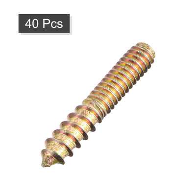 Harfington Uxcell 1/4-20 x 1-1/2" Hanger Bolts Double Head Dowel Screw for Wood Furniture 40pcs