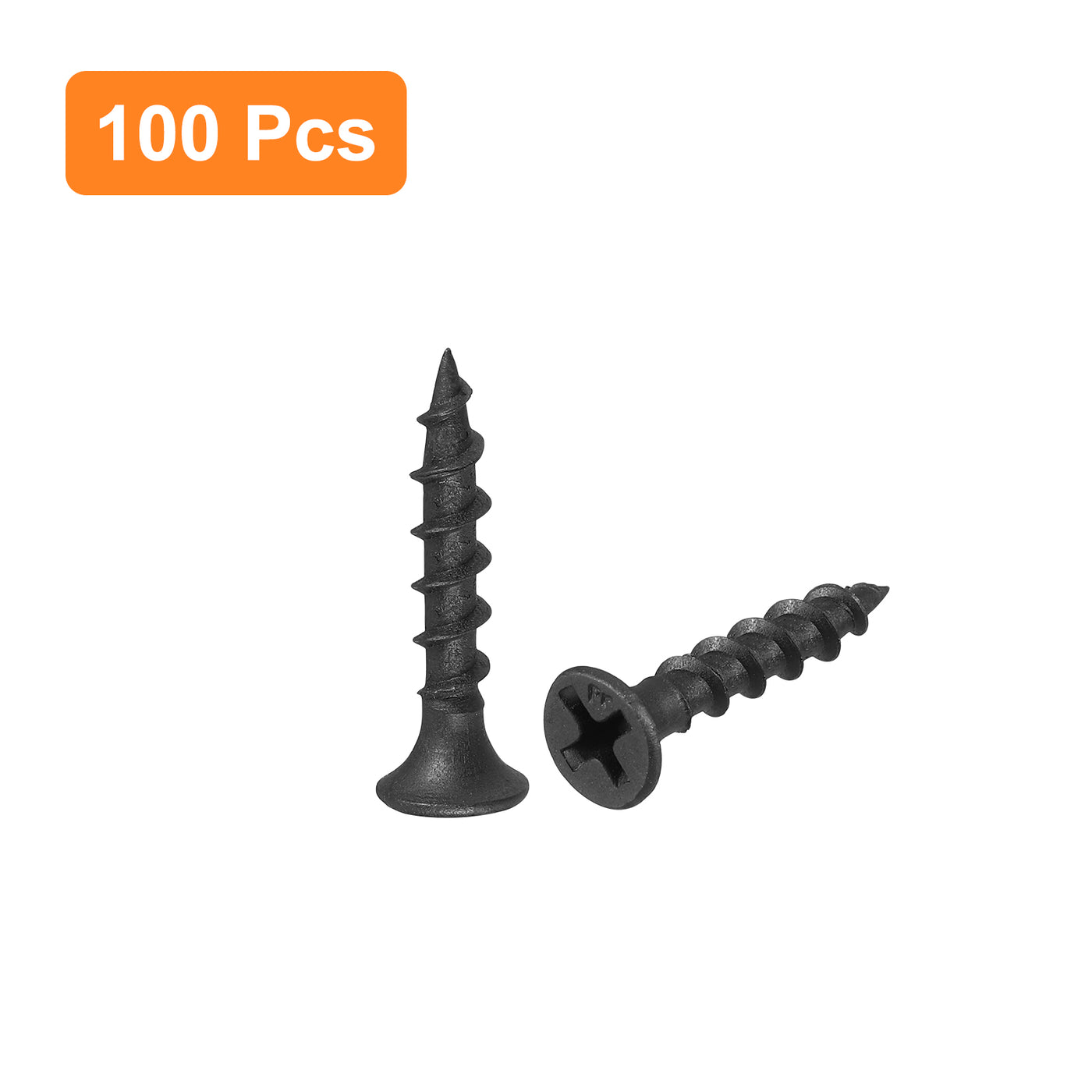 uxcell Uxcell M3.8x25mm 100pcs Phillips Drive Wood Screws, Carbon Steel Self Tapping Screws