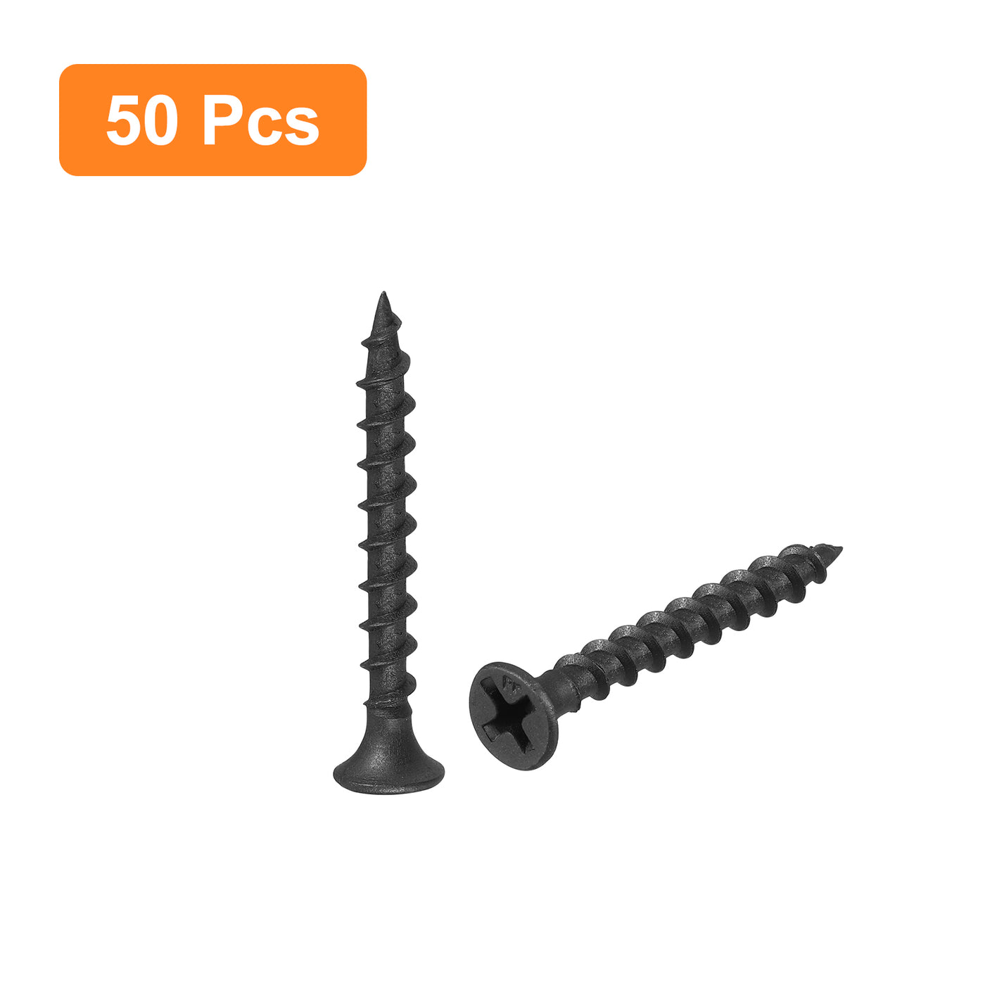 uxcell Uxcell M3.8x35mm 50pcs Phillips Drive Wood Screws, Carbon Steel Self Tapping Screws