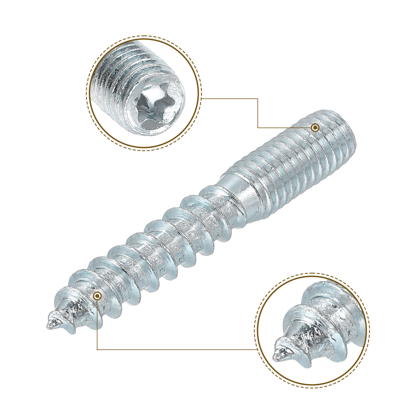 uxcell Uxcell 12pcs M8x50mm Hanger Bolts with 12pcs M8x20mm Threaded Insert Nuts Interface