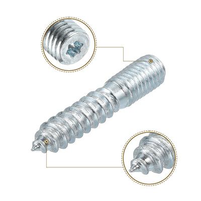 Harfington Uxcell 8pcs M10x50mm Hanger Bolts with 8pcs M10x20mm Threaded Insert Nuts Interface