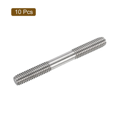 Harfington Uxcell 10Pcs M6x50mm 304 Stainless Steel Double End Threaded Stud Screw
