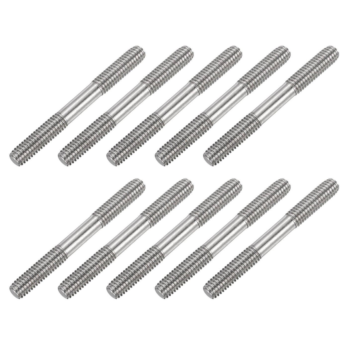 uxcell Uxcell 10Pcs M6x50mm 304 Stainless Steel Double End Threaded Stud Screw