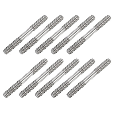 uxcell Uxcell 10Pcs M6x50mm 304 Stainless Steel Double End Threaded Stud Screw