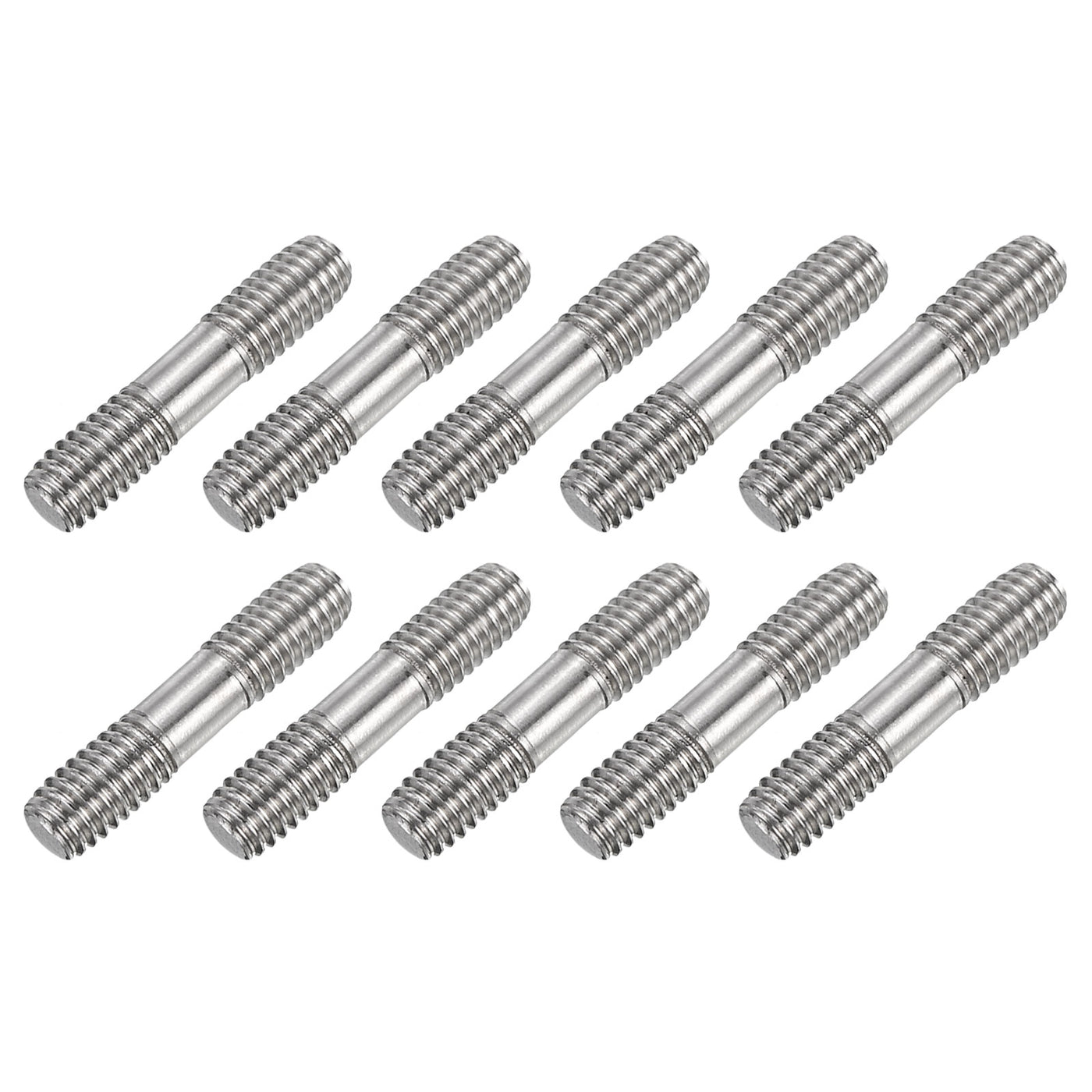 uxcell Uxcell 10Pcs M6x25mm 304 Stainless Steel Double End Threaded Stud Screw