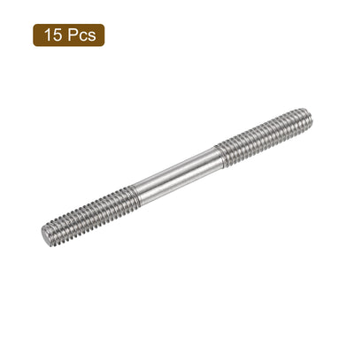Harfington Uxcell 15Pcs M6x60mm 304 Stainless Steel Double End Threaded Stud Screw