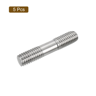 Harfington Uxcell 5Pcs M8x40mm 304 Stainless Steel Double End Threaded Stud Screw