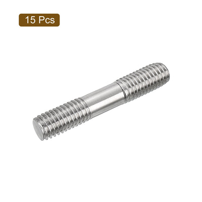 Harfington Uxcell 15Pcs M8x45mm 304 Stainless Steel Double End Threaded Stud Screw