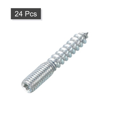 Harfington Uxcell 24Pcs M8x50mm Hanger Bolt Double Headed Bolt Self-Tapping Screw for Furniture