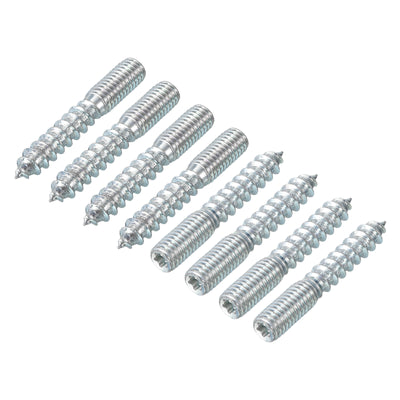 Harfington Uxcell 32Pcs M8x50mm Hanger Bolt Double Headed Bolt Self-Tapping Screw for Furniture