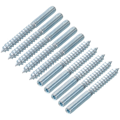 Harfington Uxcell 16Pcs M6x60mm Hanger Bolt Double Headed Bolt Self-Tapping Screw for Furniture