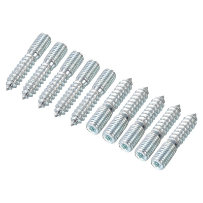 Harfington Uxcell 16Pcs M10x50mm Hanger Bolt Double Headed Bolt Self-Tapping Screw for Furniture