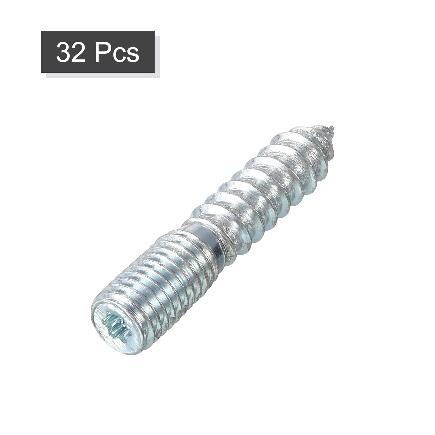 uxcell Uxcell 32Pcs M10x50mm Hanger Bolt Double Headed Bolt Self-Tapping Screw for Furniture