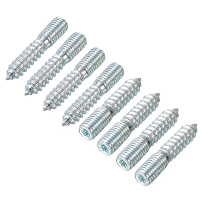 Harfington Uxcell 32Pcs M10x50mm Hanger Bolt Double Headed Bolt Self-Tapping Screw for Furniture